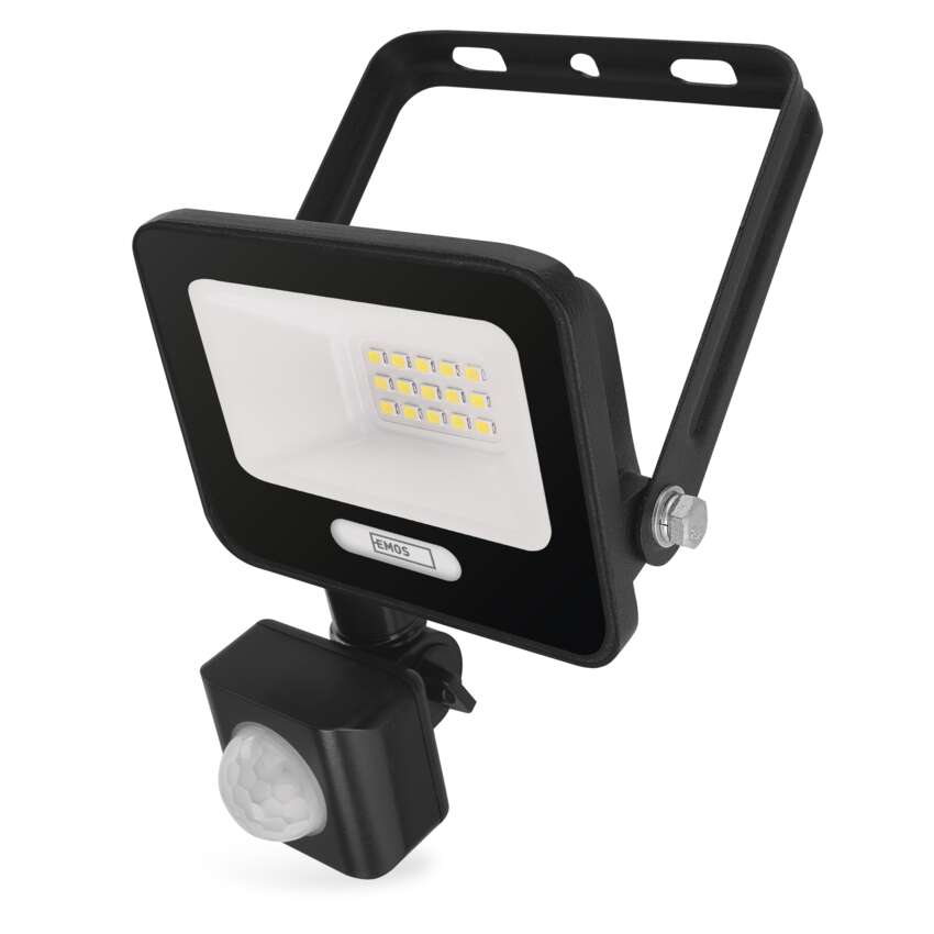 Прожектор LED 10W 4000K 1000lm 120° x 120° 20000h IP65 черен с датчик GLARO EMOS
