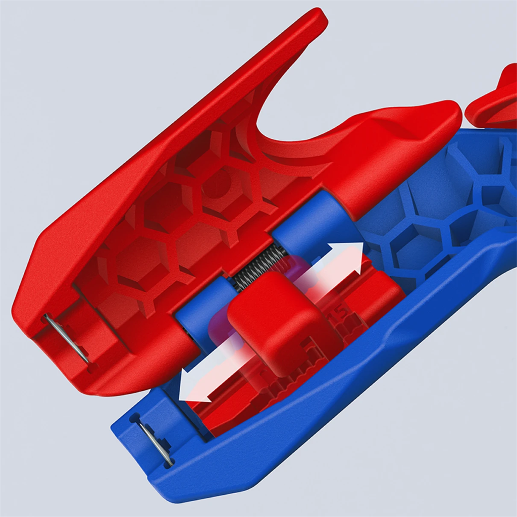 Универсален инструмент за заголване на PV кабели ErgoStrip, дясна ръкохватка 135мм, с фиксатор, Knipex