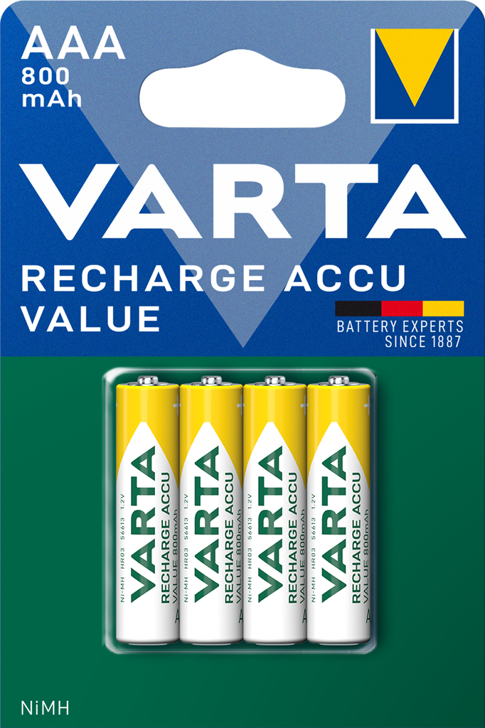 Батерия акумулаторна AAA 1.2V Value Accu 800 mAh (4 бр. блист.) Varta