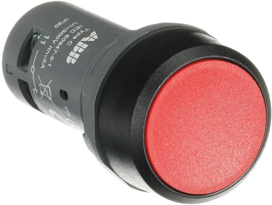 Бутон червен CP1-10R-01 1NC пластмасов ринг Ø22mm Compact ABB