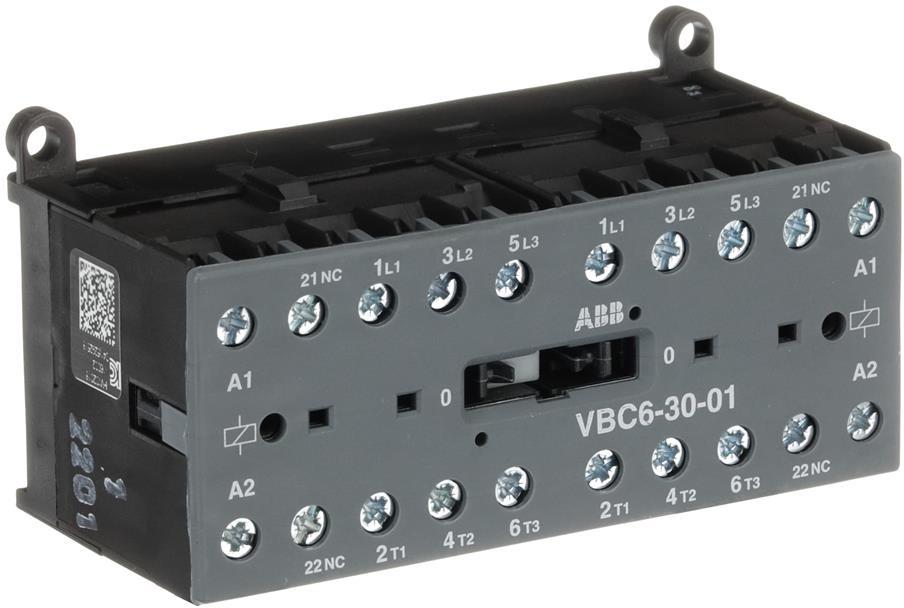 Контактор реверсивен VBC6-30-01 3P 4kW 1NC 24V DC ABB