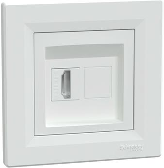 Розетка HDMI моноблок цвят Бял Asfora SE