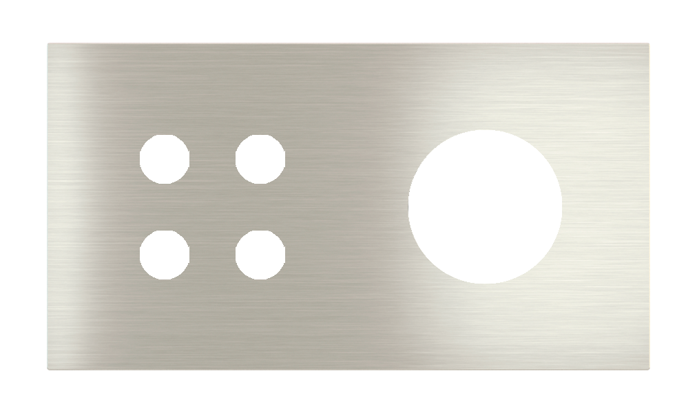 Магнитна рамка за 4 бутона и контакт шуко Proxima Metal Steel Brushed EKINEX