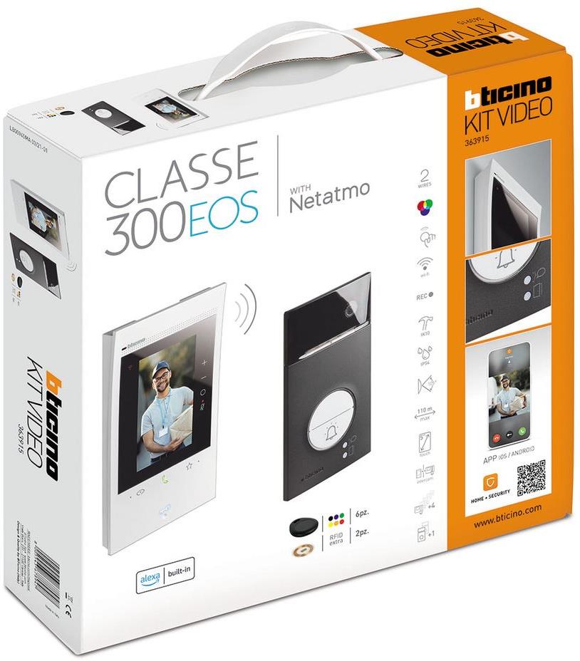 Видео-домофон комплект Classe 300EOS бял Wi-Fi дисплей и LINEA 3000 входен панел Bticino