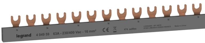Захранващ гребен тип U 2P 16мм2 63A 28 прекъсвача L1L2 Legrand