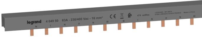 Захранващ гребен тип ПИН 3P+N 16мм2 63A 28 прекъсвача L1NL2NL3N Legrand