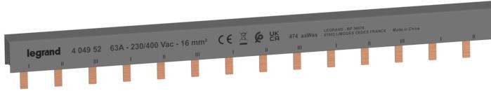 Захранващ гребен тип ПИН 3P 16мм2 63A 19 прекъсвача L1L2L3 Legrand