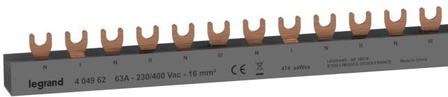 Захранващ гребен тип U 3P+N 16мм2 63A 28 прекъсвача L1NL2NL3N Legrand