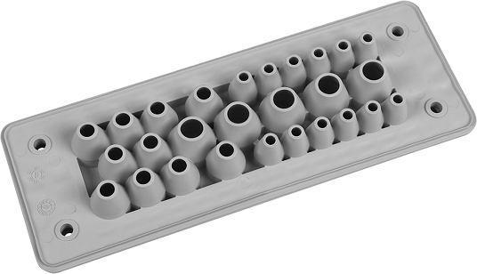 Панел с кабелни входове MH24/F27-1 за 27 кабела IP66 сив RAL 7035 самогасящ UL94 V0 MOREK