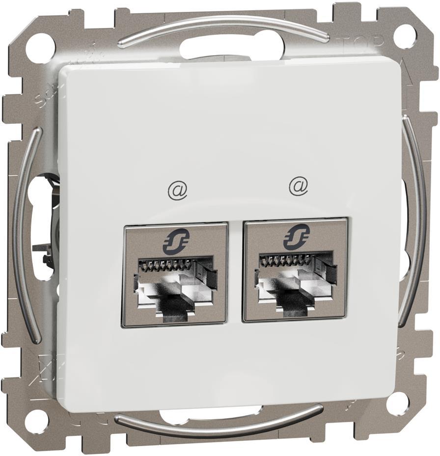 Розетка 2xRJ45 STP cat.5e S-One цвят Бял Sedna SE