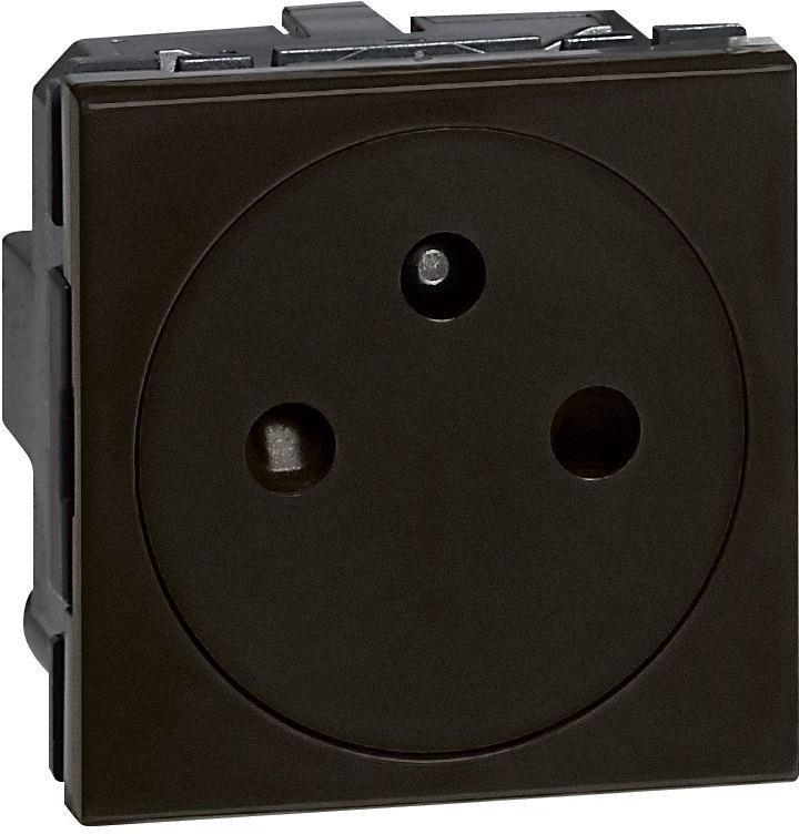 Контакт ФРЕНСКИ стандарт автоматични клеми плосък 2 мод. цвят Черен Mosaic Legrand